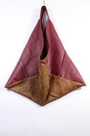 Die Origami-Tasche - Weinrot/Hellbraun