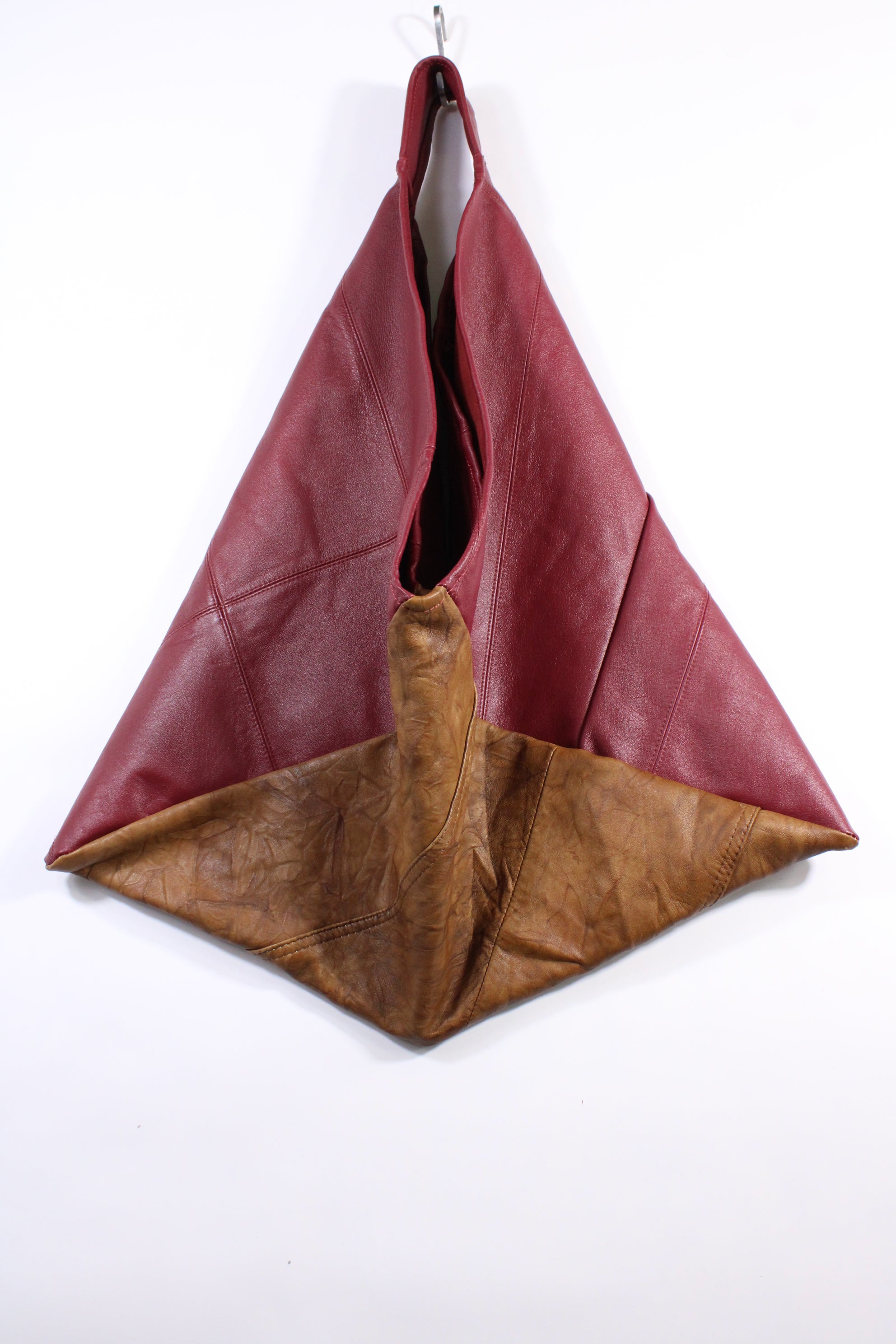 Die Origami-Tasche - Weinrot/Hellbraun