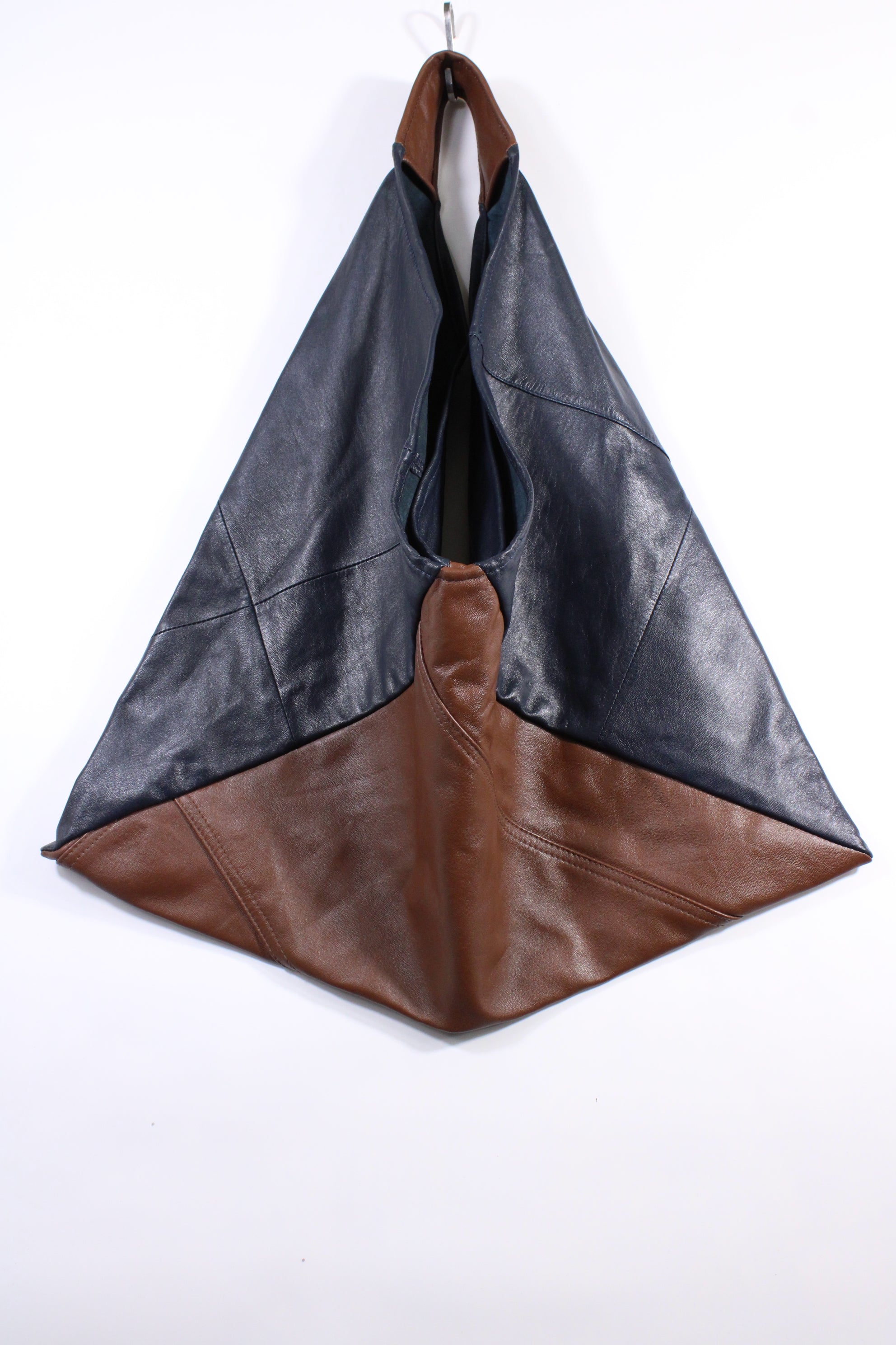 Die Origami-Tasche - Dunkelblau/Braun